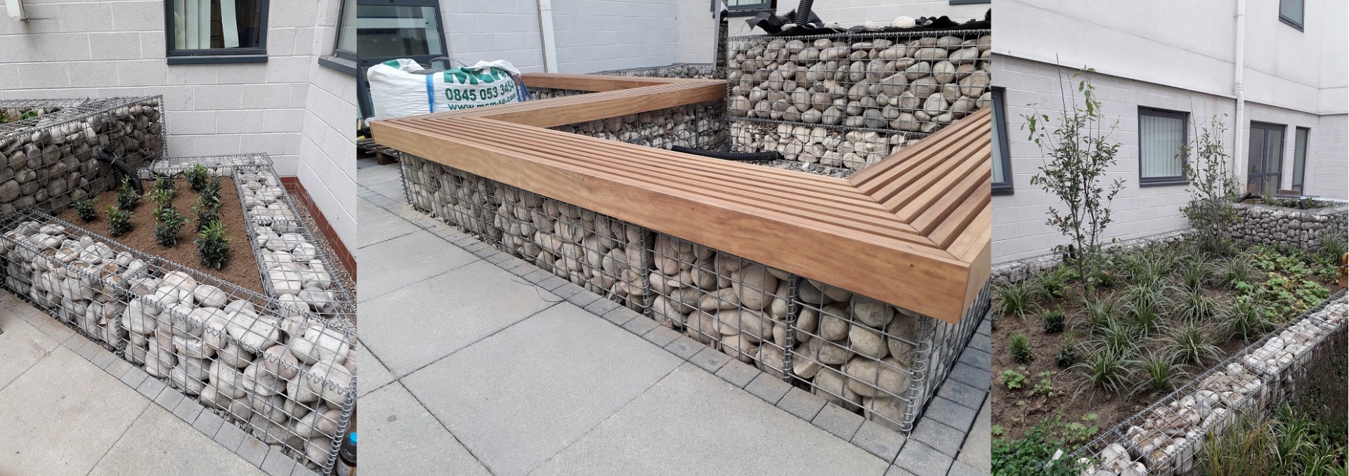 Photos of the seating in the courtyard